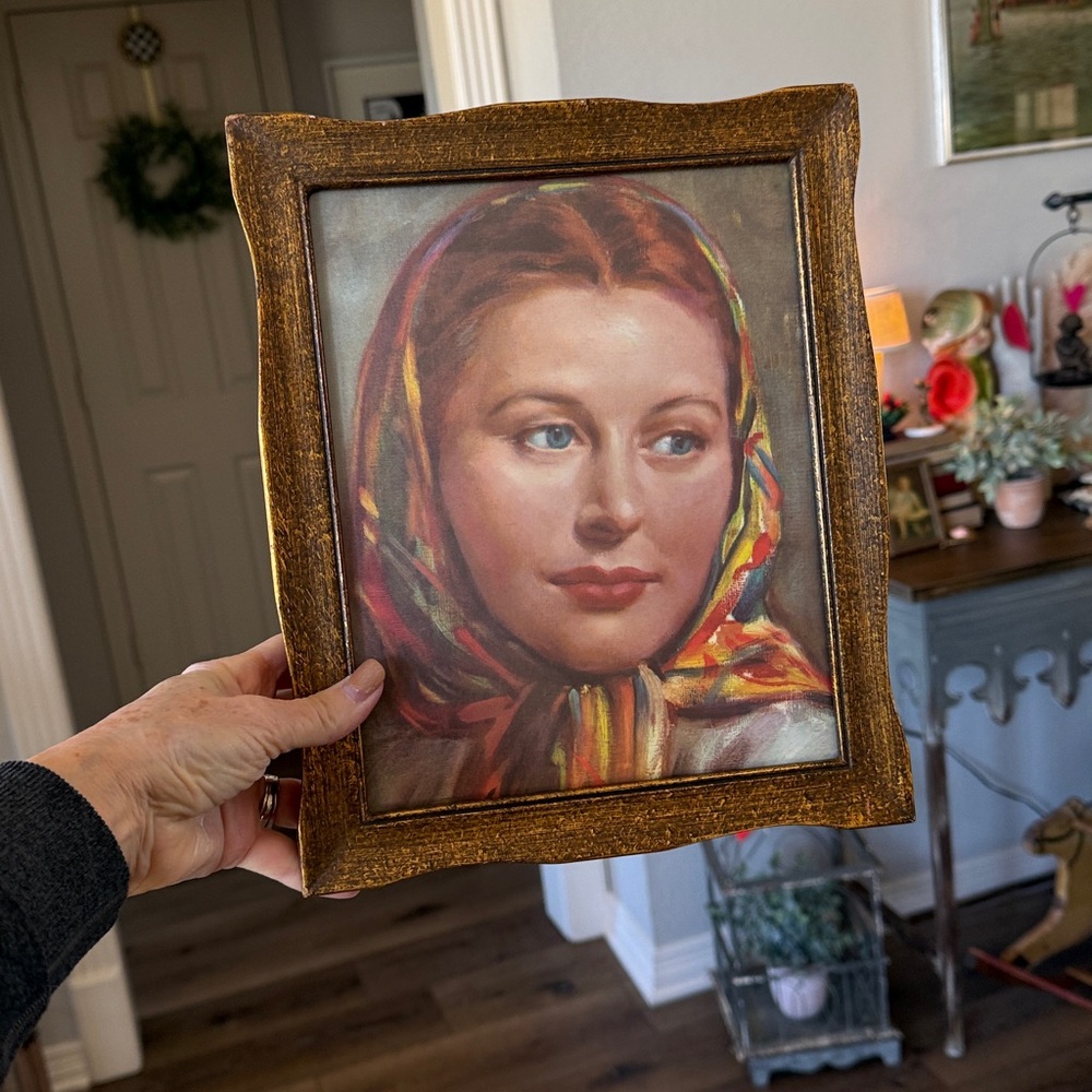 1950's Framed Picture with Beautiful Lady - Picture 13 of 13